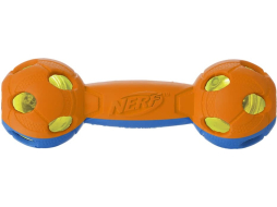 Игрушка для собак NERF DOG Гантель двухцветная светящаяся 17,5 см 