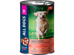 Влажный корм для собак ALL DOGS тефтельки с говядиной в соусе консервы 415 г (4607004709142)