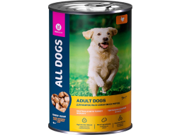 Влажный корм для собак ALL DOGS тефтельки с индейкой в соусе консервы 415 г (4607004709135)