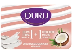 Крем-мыло туалетное DURU 1+1 Белая глина & Кокосовое масло 80 г (8690506517113)