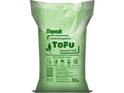 Наполнитель для туалета растительный комкующийся БАРСИК Tofu зеленый чай 30 л, 16,1 кг 