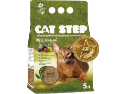 Наполнитель для туалета растительный комкующийся CAT STEP Olive Original 5 л, 3,75 кг 