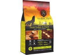 Сухой корм для собак беззерновой AMBROSIA Grain Free индейка и утка 12 кг 