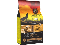 Сухой корм для собак беззерновой AMBROSIA Grain Free индейка и кролик 12 кг 
