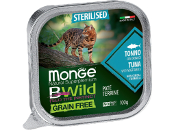 Влажный корм для стерилизованных кошек MONGE BWild Grain Free Sterilised паштет