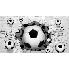 Фотообои флизелиновые ФАБРИКА ФРЕСОК Футбольные мячи из стены 185x100 см 