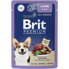 Влажный корм для собак BRIT Premium ягненок в соусе пауч 85 г 