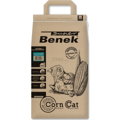 Наполнитель для туалета растительный комкующийся SUPER BENEK Corn cat морской бриз кукурузный 14 л 9,6 кг 