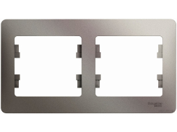 Рамка двухместная SCHNEIDER ELECTRIC Glossa горизонтальная платина 