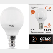 Лампа светодиодная E14 GAUSS Elementary G45 6 Вт 3000K (53116)