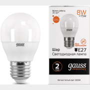 Лампа светодиодная E27 GAUSS Elementary G45 8 Вт 3000K (53218)