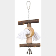Игрушка для птиц TRIXIE Подвеска из дерева с кисточками и колокольчиком 20 см (58961)