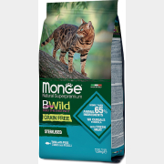 Сухой корм для стерилизованных кошек беззерновой MONGE BWild Grane Free Sterilized тунец 1,5 кг (8009470012089)