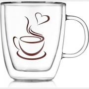Кружка стеклянная WALMER Lovely Coffee с двойными стенками 350 мл (W37000762)