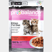 Влажный корм для котят PROBALANCE Kitten 1'st Diet телятина в желе пауч 85 г (4640011981439)