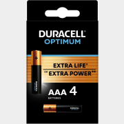 Батарейка ААА DURACELL Optimum 1,5 V алкалиновые 4 штуки (5014062)