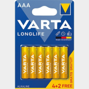 Батарейка AAA LR03 VARTA Longlife 6 штук