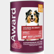 Влажный корм для собак AWARD Кусочки в соусе говядина с рубцом консервы 750 г (2540416)