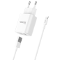 Сетевое зарядное устройство HOCO C62A Victoria Dual Port Charger USB 2.1A с кабелем Lightning (EU) белый