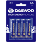 Батарейка АА LR6 DAEWOO High Energy 1,5 V алкалиновая 4 штуки (5030329)