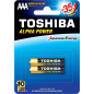 Батарейка ААА TOSHIBA Super 1,5 V алкалиновая 2 штуки