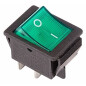 Выключатель клавишный 250V 16А ON-OFF зеленый с подсветкой REXANT (06-0304-B)