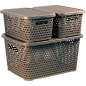 Коробка для хранения вещей пластиковая 370х280х190 мм IDEA Ротанг коричневая (М2375) - Фото 2
