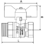 Кран шаровой 1/2" наружная-внутренняя резьба бабочка LD PN 40 (LD47.302.15) - Фото 2