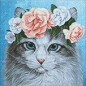Алмазная вышивка WIZARDI Голубоглазый кот в цветах 38х38 см (WD2464) - Фото 2
