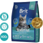 Сухой корм для кошек BRIT Premium Sensitive ягненок с индейкой 0,4 кг (5049196) - Фото 2