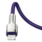 Кабель BASEUS CATLJK-A05 Cafule Series Metal Data Cable Type-C to Lightning 20W 1m Purple - Фото 5