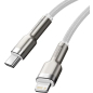 Кабель BASEUS CATLJK-B02 Cafule Series Metal Data Cable Type-C to Lightning 20W 2m White - Фото 3
