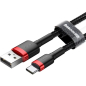 Кабель BASEUS CATKLF-C91 Cafule Cable USB to Type-C 2A 2m Red+Black - Фото 2