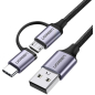 Кабель UGREEN US177-30875 USB-A to Type-C + Micro USB 1m Black