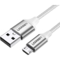 Кабель UGREEN US290-60152 USB-A 2.0 to Micro USB 2A в нейлоновой оплётке 1.5m White - Фото 2