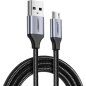 Кабель UGREEN US290-60403 USB-A 2.0 to Micro USB 2A в нейлоновой оплётке 3m Black