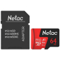 Карта памяти NETAC P500 Extreme Pro MicroSDXC 64Gb с адаптером SD (NT02P500PRO-064G-R) - Фото 2