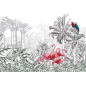 Фотообои флизелиновые ФАБРИКА ФРЕСОК Контрастные фламинго и попугаи 400x270 см (284270)