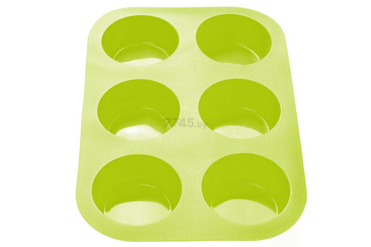 Форма для выпечки силиконовая прямоугольная на 6 кексов 26х17,5х3 см PERFECTO LINEA зеленая (20-000413)