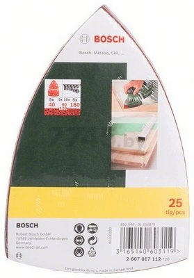 Шлифлисты для PSM K40/80/120/180 25 штук BOSCH (2607017112) - Фото 3