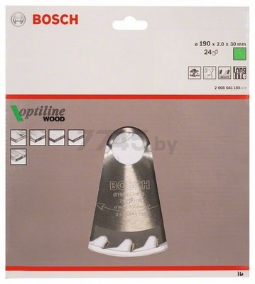 Диск пильный 190х30 мм 24 зуба BOSCH Optiline Wood (2608641185) - Фото 2