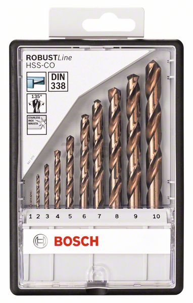 Набор сверл по металлу 10 штук BOSCH Robust Line (2607019925) - Фото 2