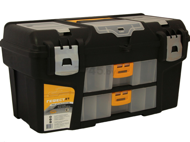 Ящик для инструмента пластмассовый ГЕФЕСТ 21 с 2 консолями и секциями металлические замки (М2941)
