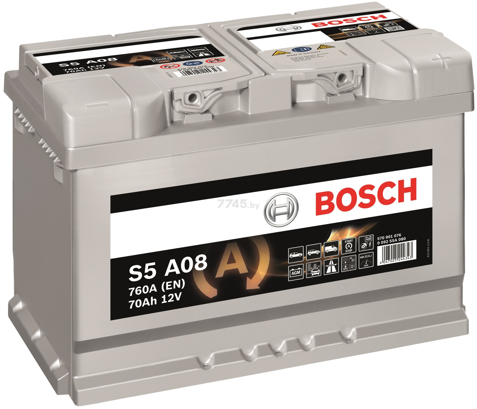 Аккумулятор автомобильный BOSCH AGM S5 70 А·ч (0092S5A080)