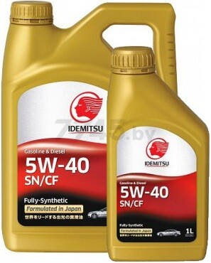 Моторное масло 5W40 синтетическое IDEMITSU SN/CF F-S 4 л + 1 л в подарок (012214)