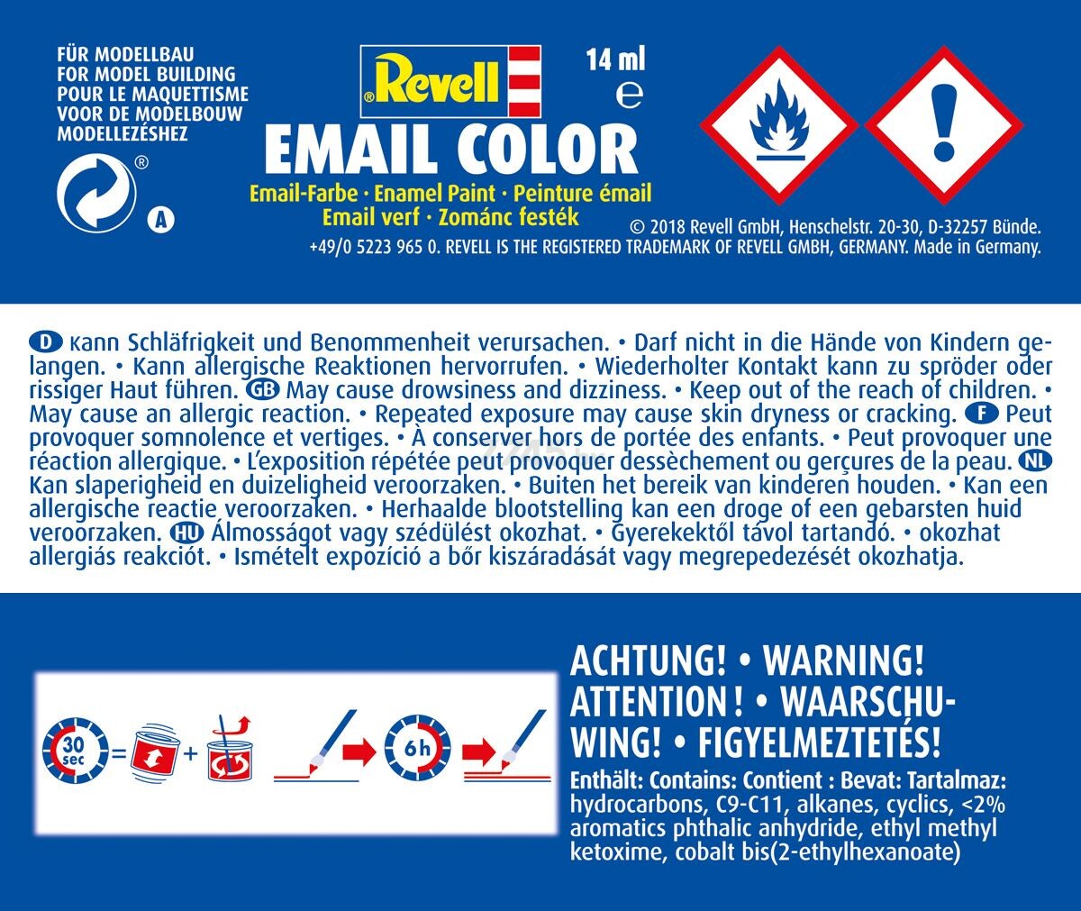 Краска эмалевая REVELL Email Color битумно-черный матовый 14 мл (32106) - Фото 2