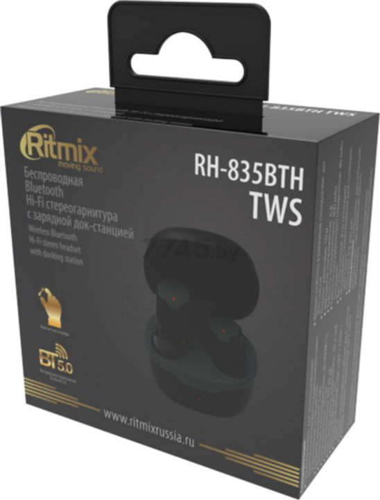 Наушники-гарнитура беспроводные TWS RITMIX RH-835BTH Matte Black - Фото 2