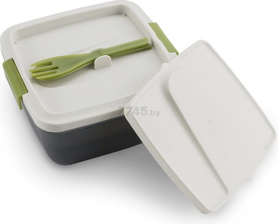 Контейнер пластиковый для обеда АРКТИКА 030-1600 серый/зеленый - Фото 2