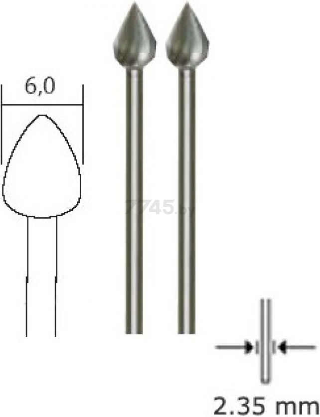Насадка для гравера фрезеровальная 6 мм PROXXON 2 штуки (28724) - Фото 2