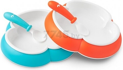 Набор 2 тарелки и 2 ложечки голубой/оранжевый BABYBJORN (0711.05)